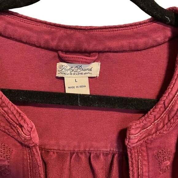Lucky Brand- Women’s Maroon Emboridered Casual Blazer Boho Jacket, Size Large - Picture 2 of 9